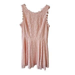 Jodi Kristopher Pink Lace Short Flare Dress Size M